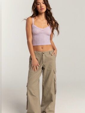 RSQ Tan Cotton Pants with Branded Waist Label